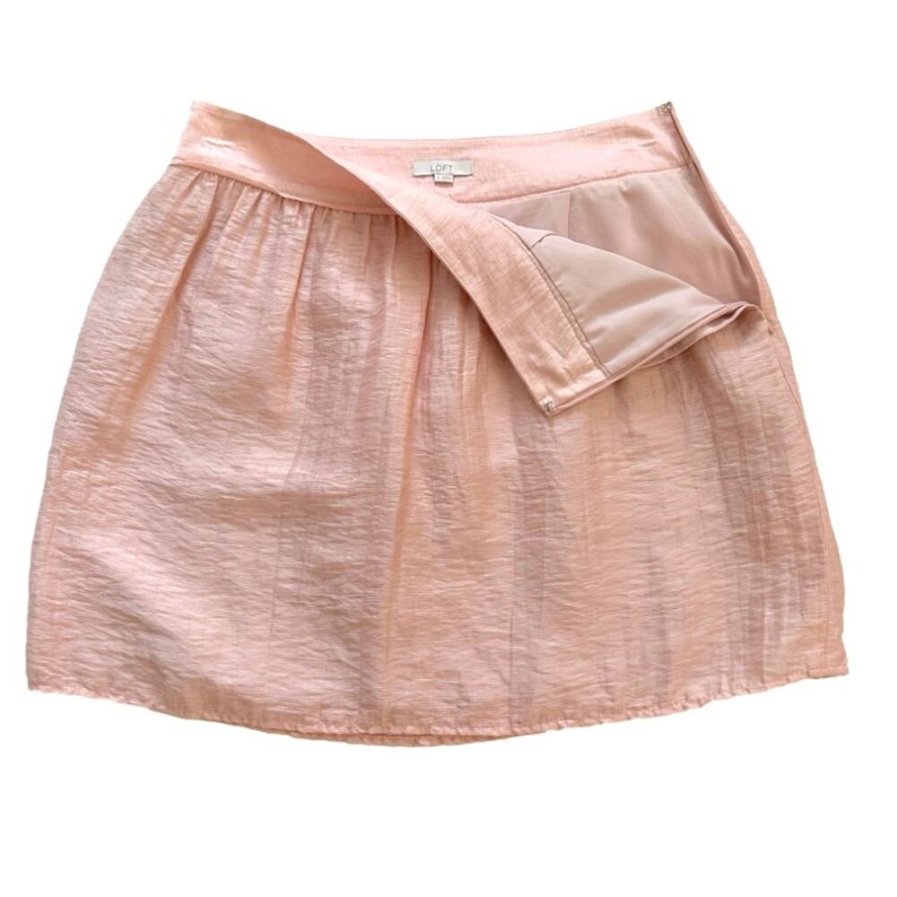 Ann Taylor Loft Skirt Pink Linen Blend Pockets Lined Full Mini Skirt Size 6 - Picture 4 of 11